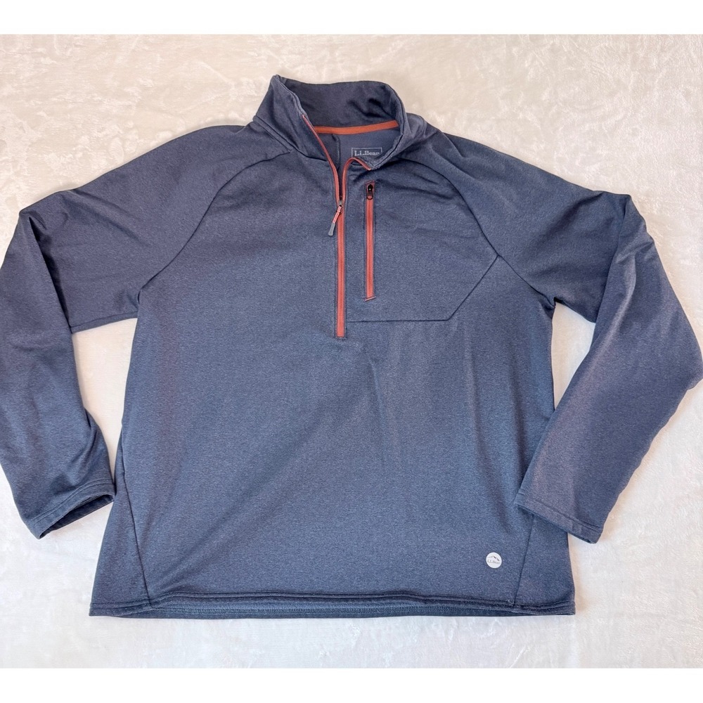 L.L.Bean Quarter Zip Pullover Mens Large Blue Stretch Performance Top